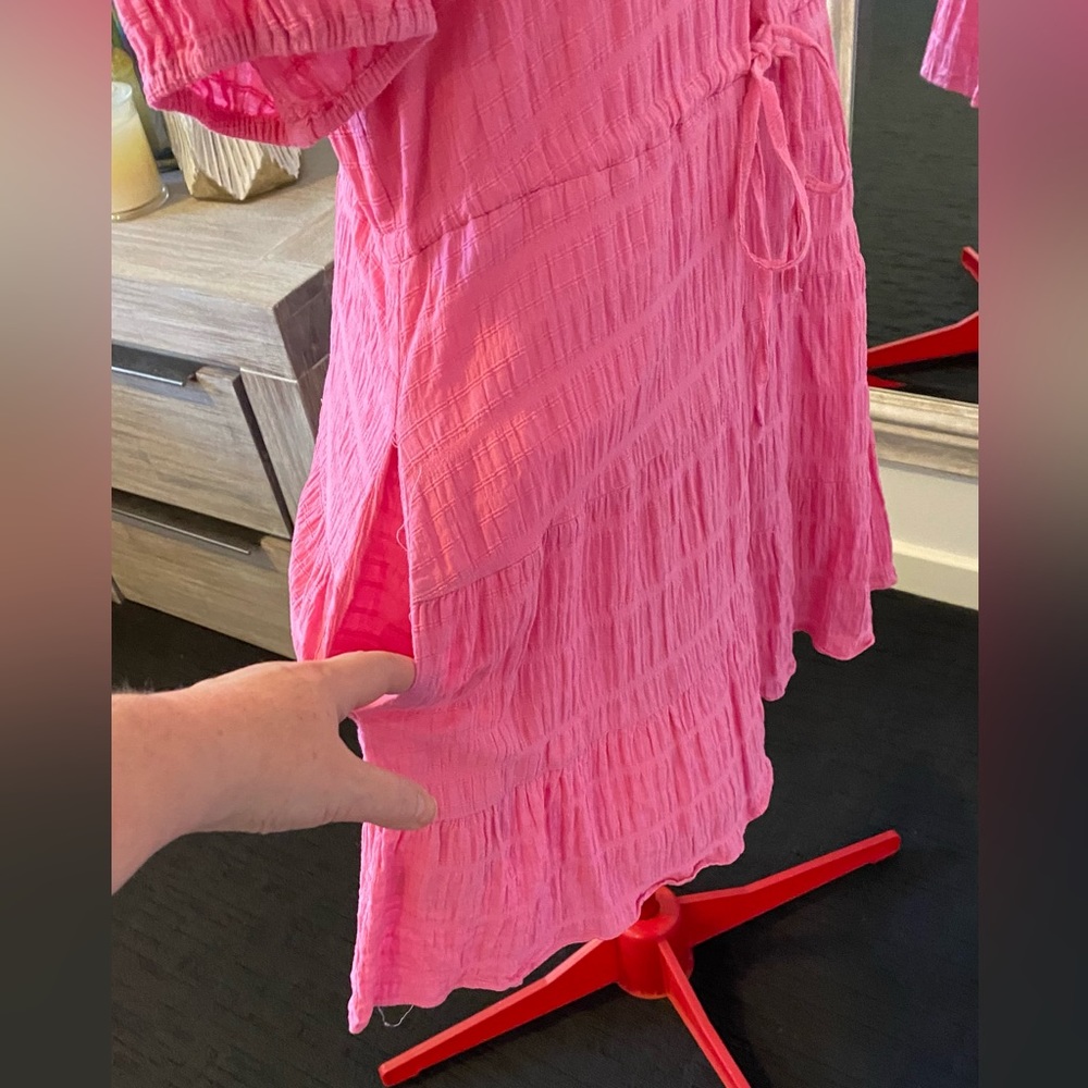 Size 12 - Forever New Posie Textured Smock Shirt Dress in Pink Cosmos - Picture 5 of 13